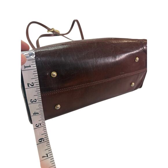 HOBO International Brown Leather Shoulder Bag Floral Perforated Zip Top Purse - Picture 5 of 12